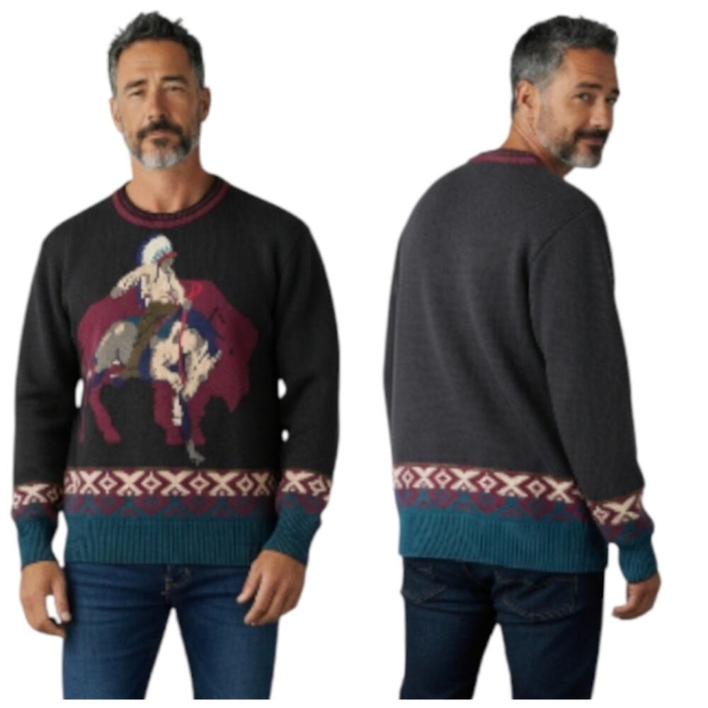 Gant Hand Intarsia Buffalo Rider Southwestern Sweater Size L Vintage    F274